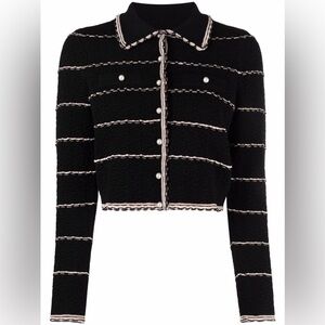SANDRO - Stripe Embroidered Cropped Jacket - 1